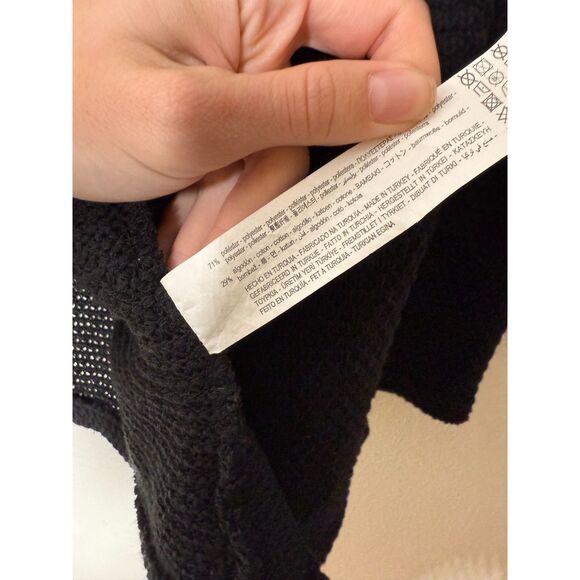 Zara Black Chunky Knit Cardigan Womens Sz L Open Front Basic Minimalist - Picture 5 of 6